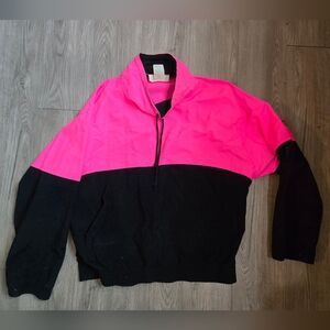 Pink and Black Vintage Quarter Zip Windbreaker